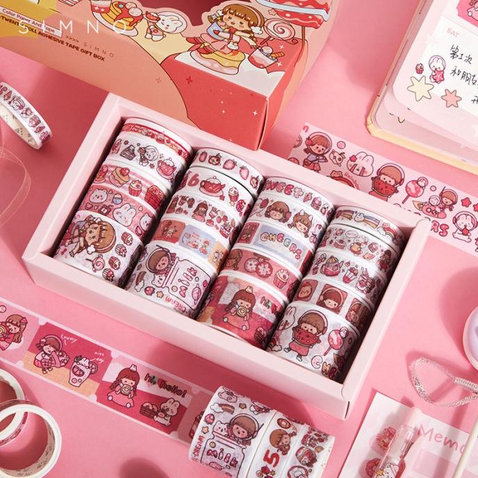 

(BISA COD) Selotip Washi Tape 1 box selotip warna / Little Maru Deluxe Masking OBRAL Kode 432