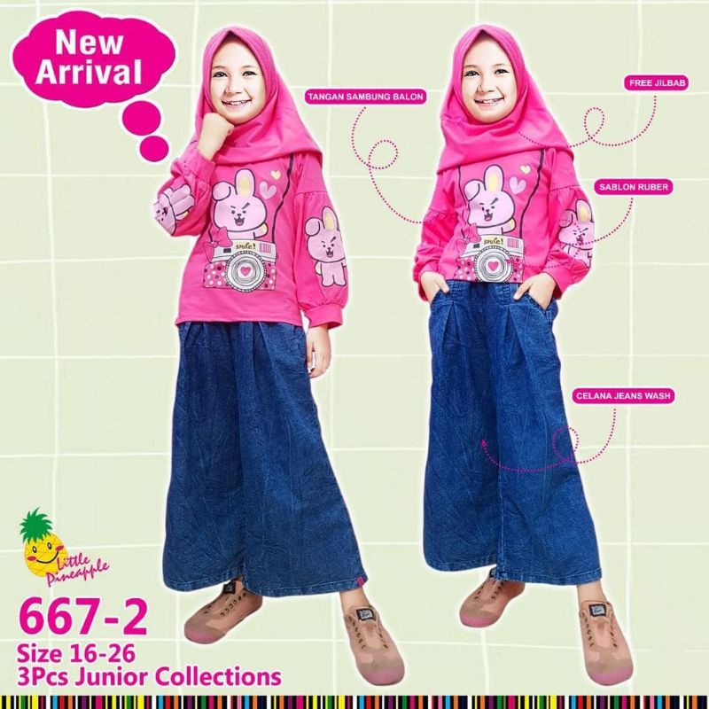 SET KULOT JEANS BT21 LITTLE PINEAPPLE size 16-26