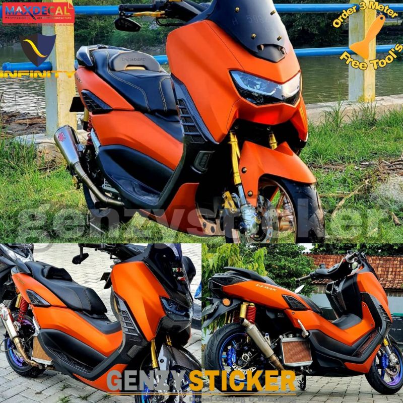 stiker skotlet motor oren chrome matt sticker orange metalik doff