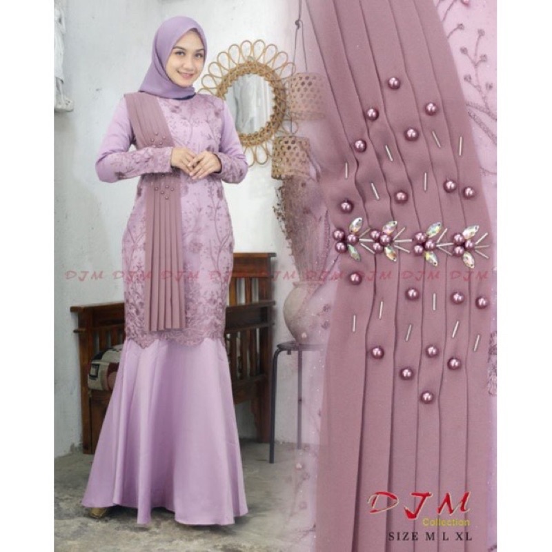 (Bayar ditempat) GAMIS DUYUNG SELENDANG VIOLA/GAMIS MODERN/GAMIS PREMIUM/GAMIS PESTA/gamis brokat/gamis kondangan