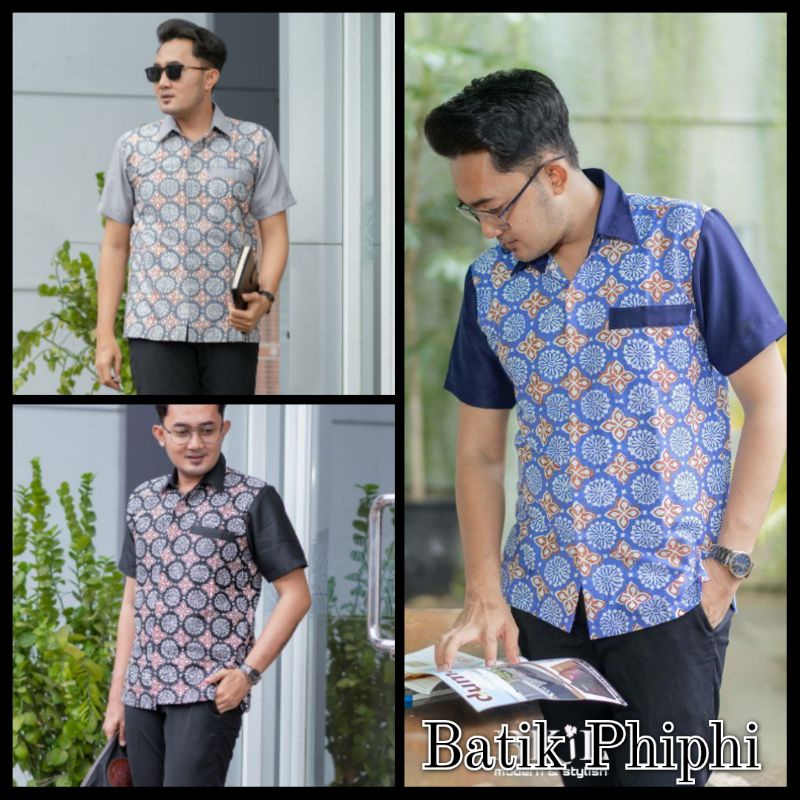 Kemeja Batik Pria Kombinasi Terbaru dan Terlaris Size M, L, XL ( ORIGINAL )