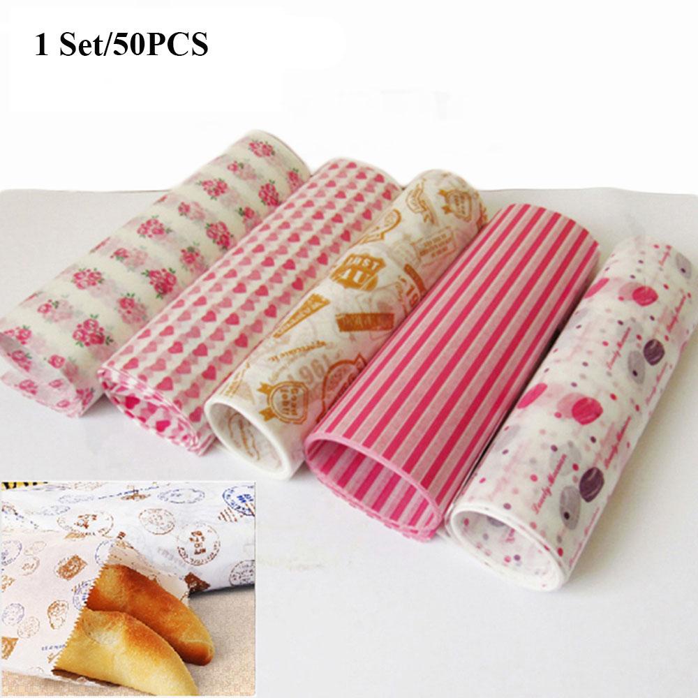 Populer 50PCS /Set Wax Paper Kemasan Greaseproof Baru Tahan Air