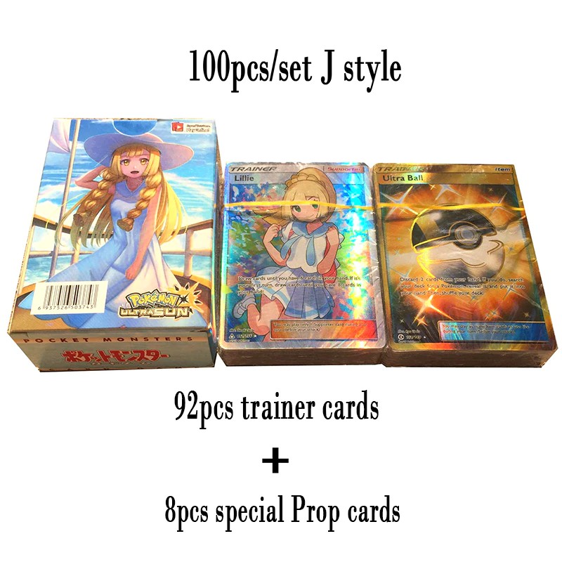 Import 100 Pcs GX MEGA Shining Cards Game Battle Cartes pokemon 100pcs Trading Cards Game Children