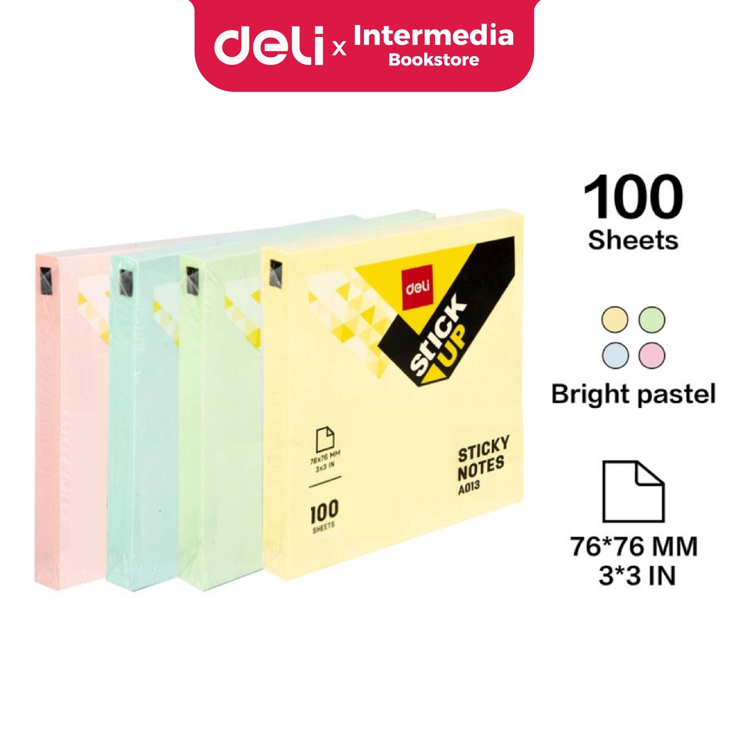 

Deli EA01302 Memo tempel - Sticky Notes 3"x 3" 100 Sheets perekat yang kuat dan tahan lama