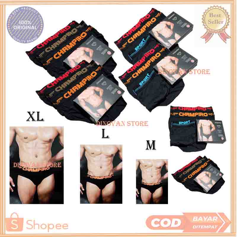 3 Pcs Celana Dalam Pria Merek Champiro - Celana Dalam Pria Original - Celana Dalam Cowok