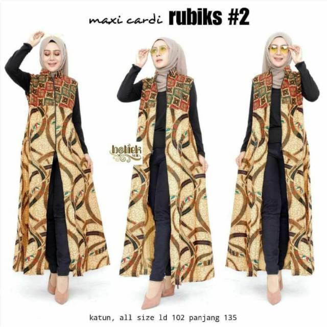 JUAL LONGCARDI OUTER PANJANG TANPA LENGAN RESLETING ZIPPER SERAGAM BATIK MURAH RUBIKS #02