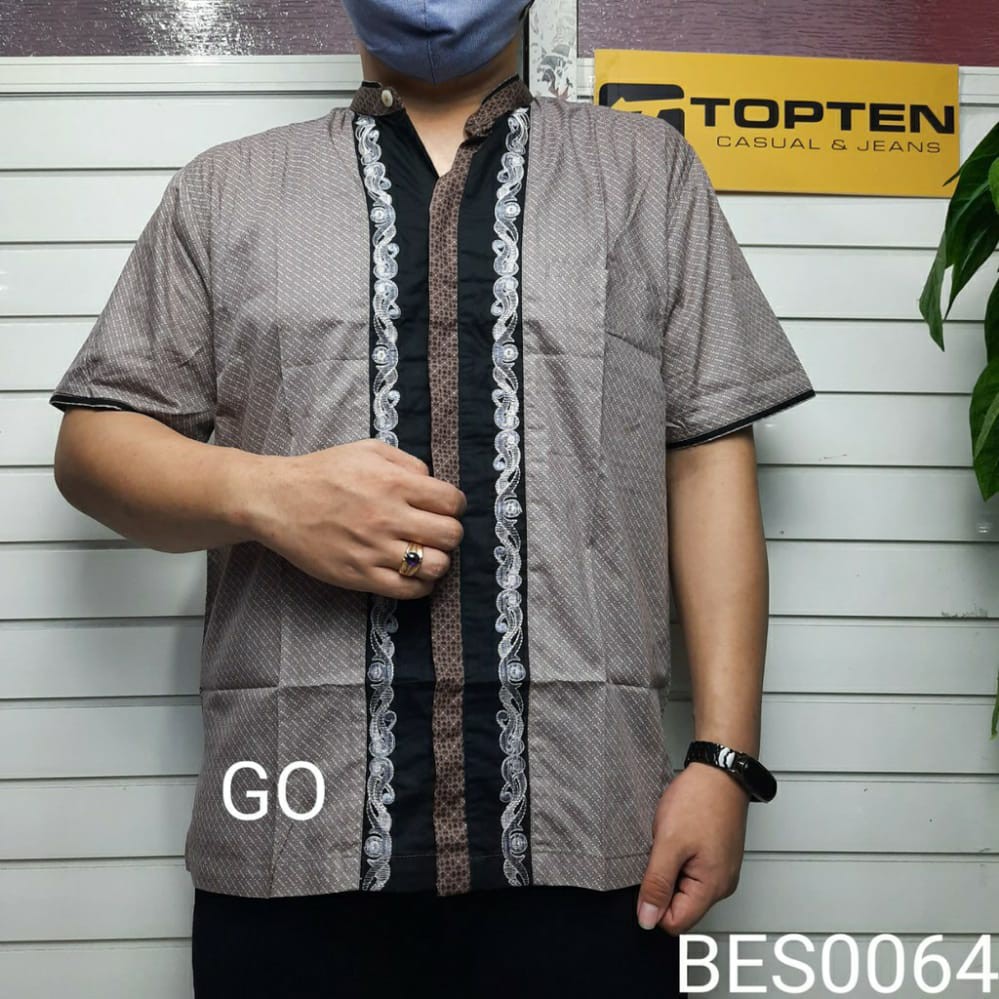 gos TOPTEN KEMEJA KOKO Pakaian Pria Atasan Muslim Baju Koko Bihalal Katun Lengan Pendek Original