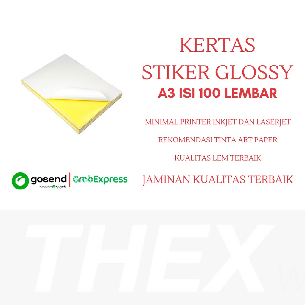 

Kertas Sticker A3 Glossy isi 100 lembar / Kertas Sticker Chromo A3