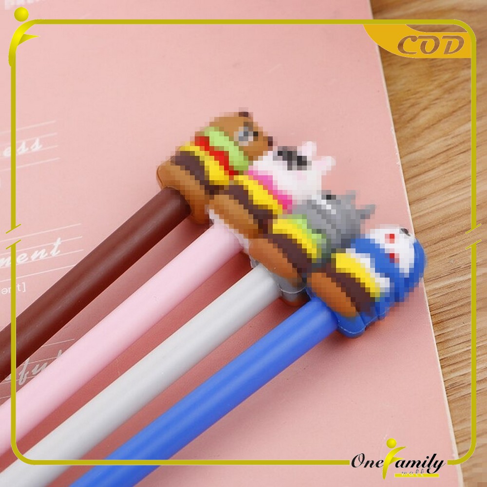 ONE-A7 Pena Hamburger Cartoon/Pulpen Burger Unik/Pen Burger Kartun Line Stationary-3