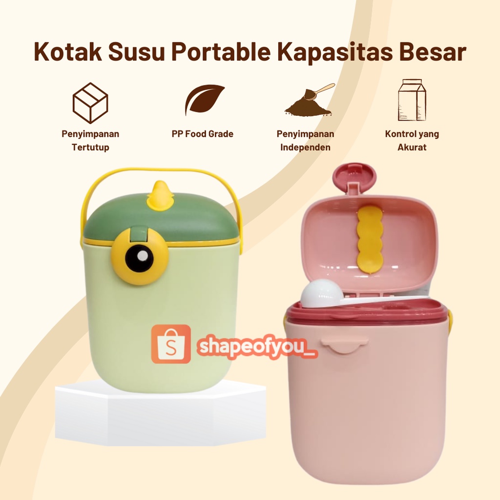 Kotak Tempat Susu Bubuk Bayi Anak 800 ml Besar Dino Snack Container Kotak Susu Anak Viral