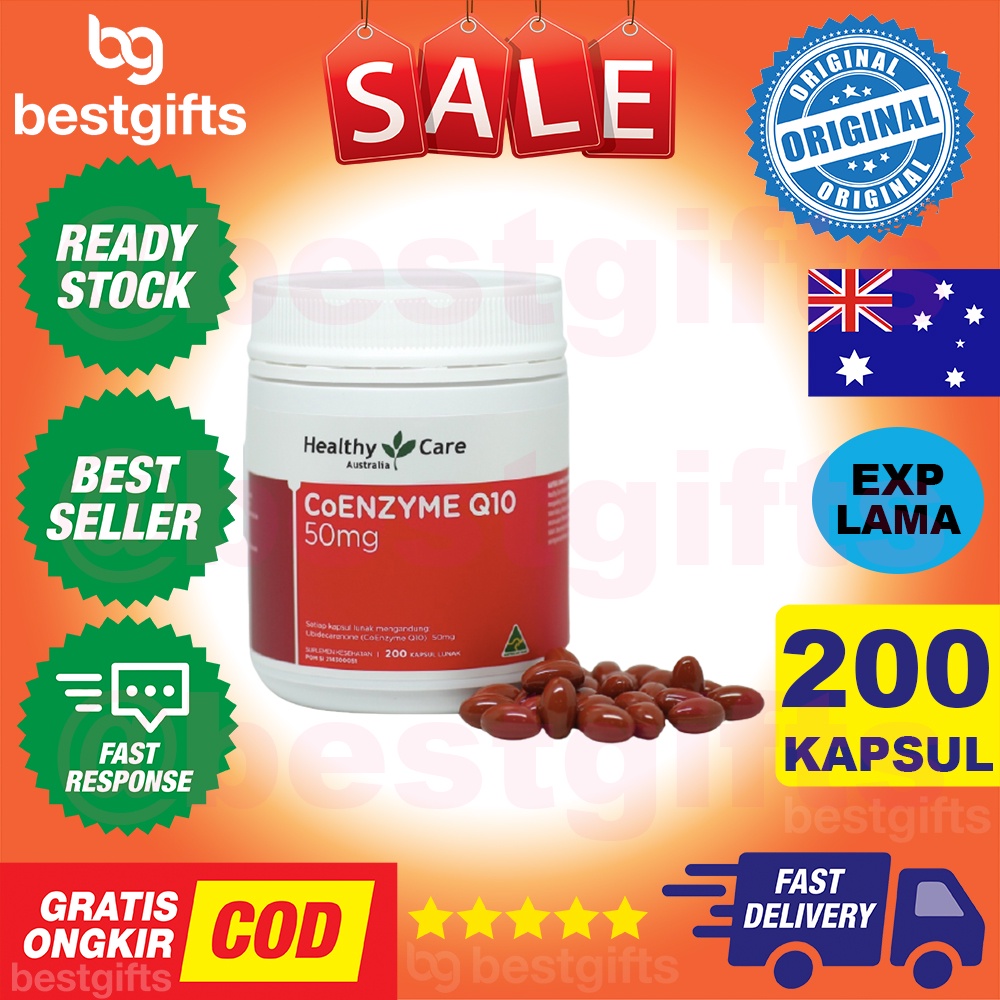 HEALTHY CARE AUSTRALIA COENZYME Q10 50 MG ANTIOKSIDAN KESEHATAN JANTUNG DIABETES MIGRAIN 200 KAPSUL