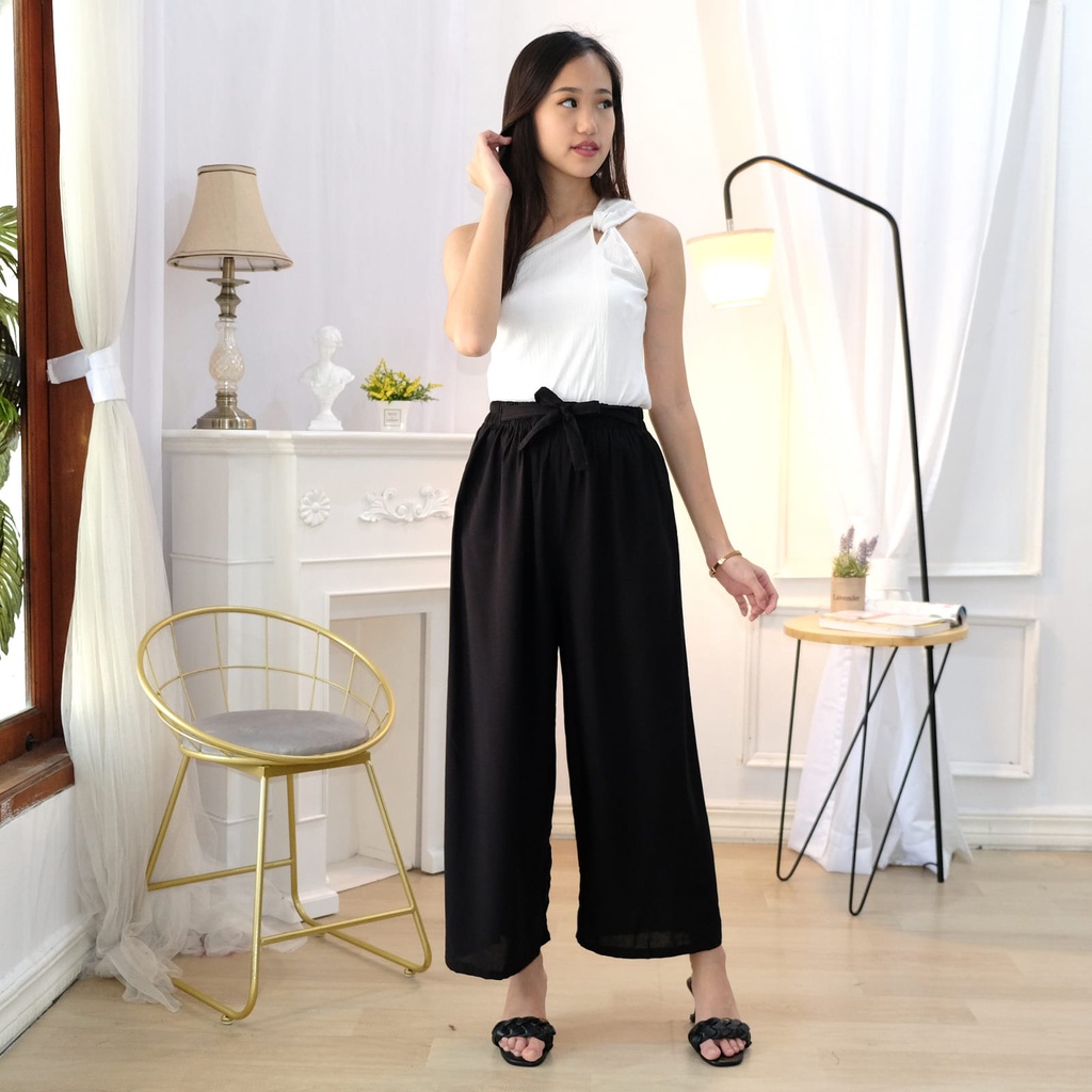 Celana Kulot Rayon Wanita Loose Cullote Pants Homewear fit to XL