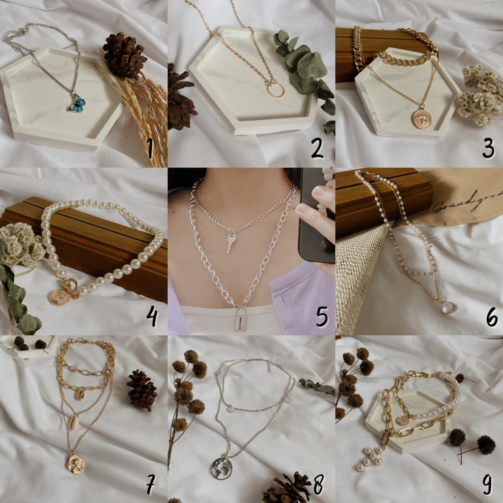 Lock&amp;Key Necklace / Perhiasan Kalung Wanita Aksesoris Fashion