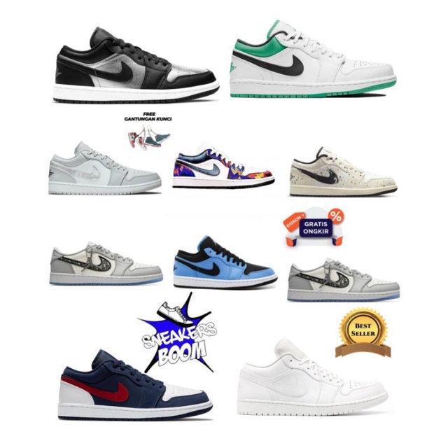 SEPATU OLAHRAGA BASKET PRIA NIKE AIR JORDAN 1 LOW  BLACK TOE TRAVIS SCOOT BASKET PREMIUM