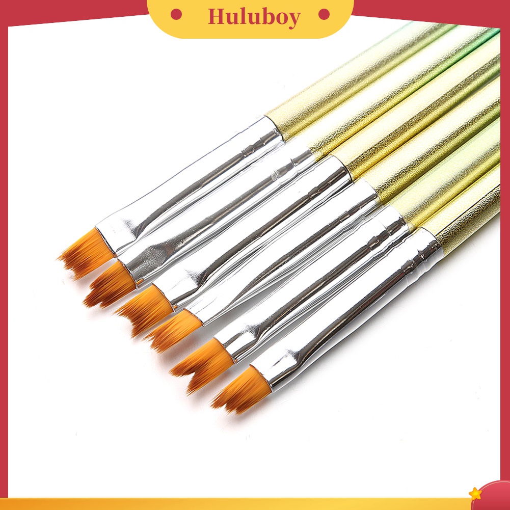 Huluboy Huluboy♡ 6pcs / Set Pen Brush Nail Art Gagang Warna-Warni Untuk Manicure DIY