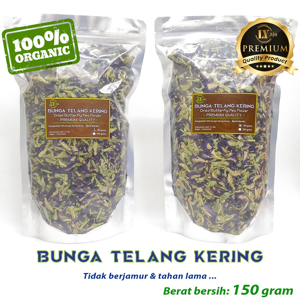 Teh Bunga Telang Kering 250 gram LY Aja Butterfly Pea Organik Tumpuk Premium gr