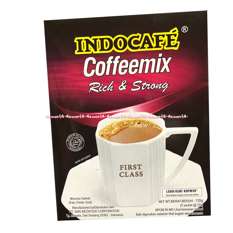 Indocafe Coffeemix 5sachet Rich &amp; Strong First Class Lebih Kuat Kopinya Kopi Indo Cafe Coffe Mix Kopi Mix Rich Strong Indo Coffee 5pcs