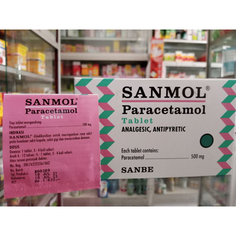 Sanmol 500mg Tablet Strip @4 Tablet | Penurun Panas | Pereda Nyeri - ED 01/2025