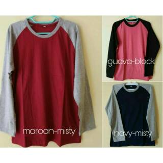 Kaos Reglan Raglan Baju  Polos  Lengan  Panjang dan Lengan  3  