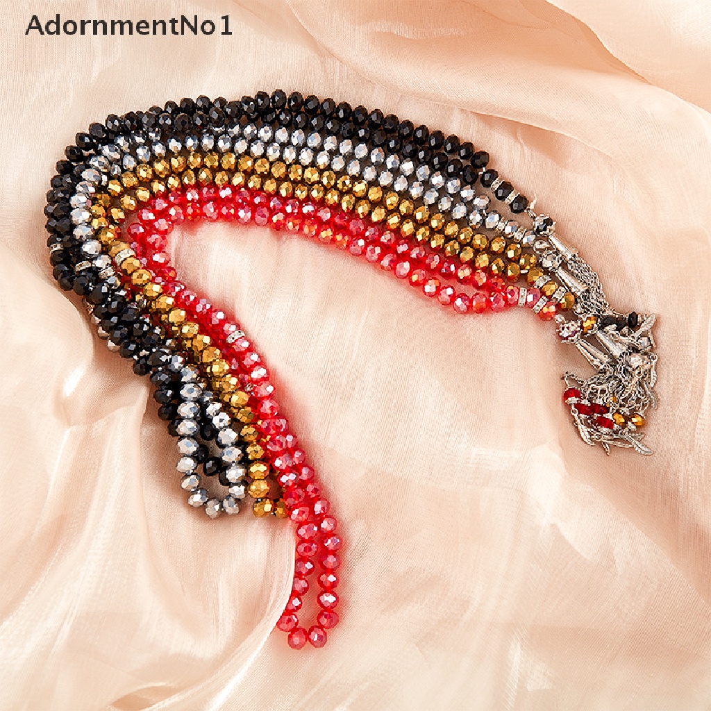 (AdornmentNo1) Gelang Tasbih Masbaha Muslim 99 Manik-Manik Kristal 8mm