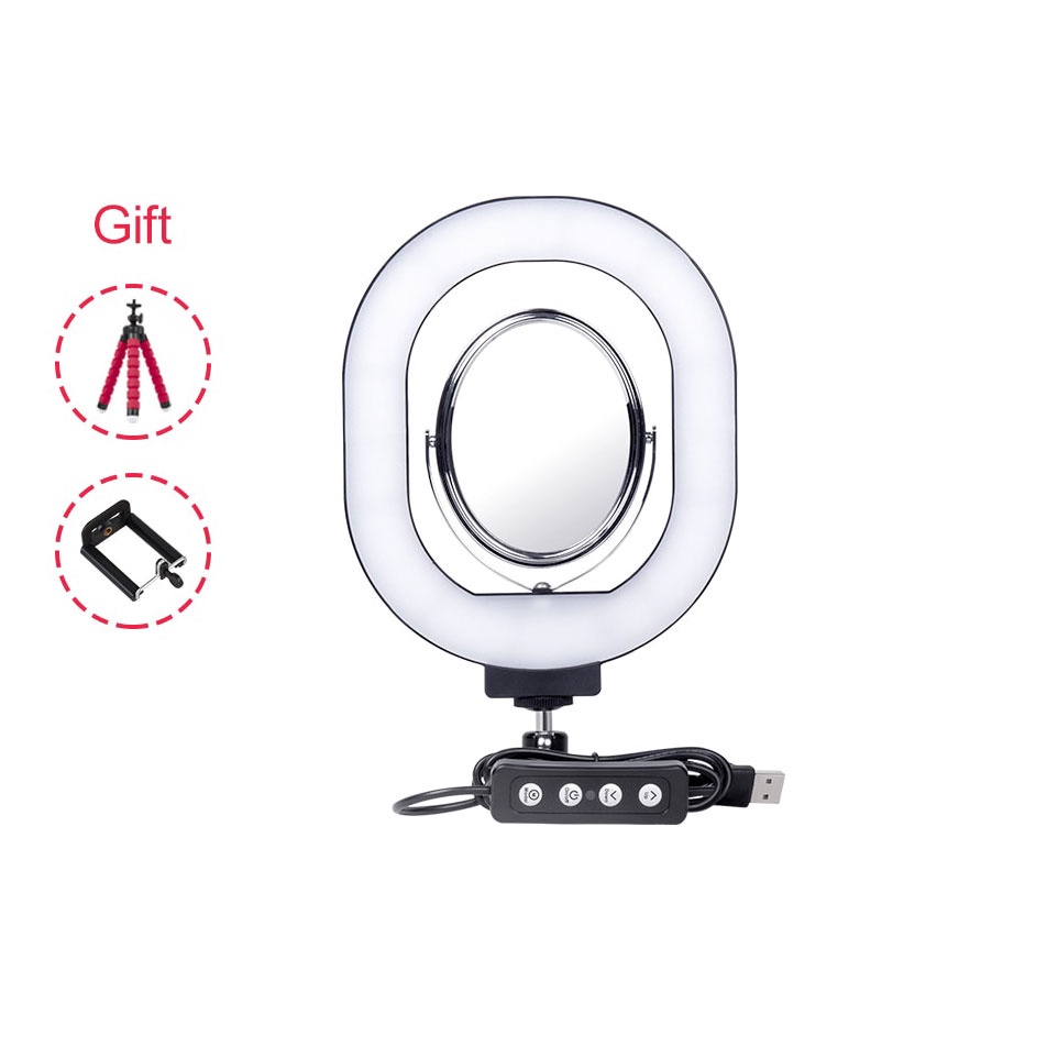 Lampu Halo Ring Light LED Selfie 6 Inch with Tripod + Clamp - YZ-800 - Black