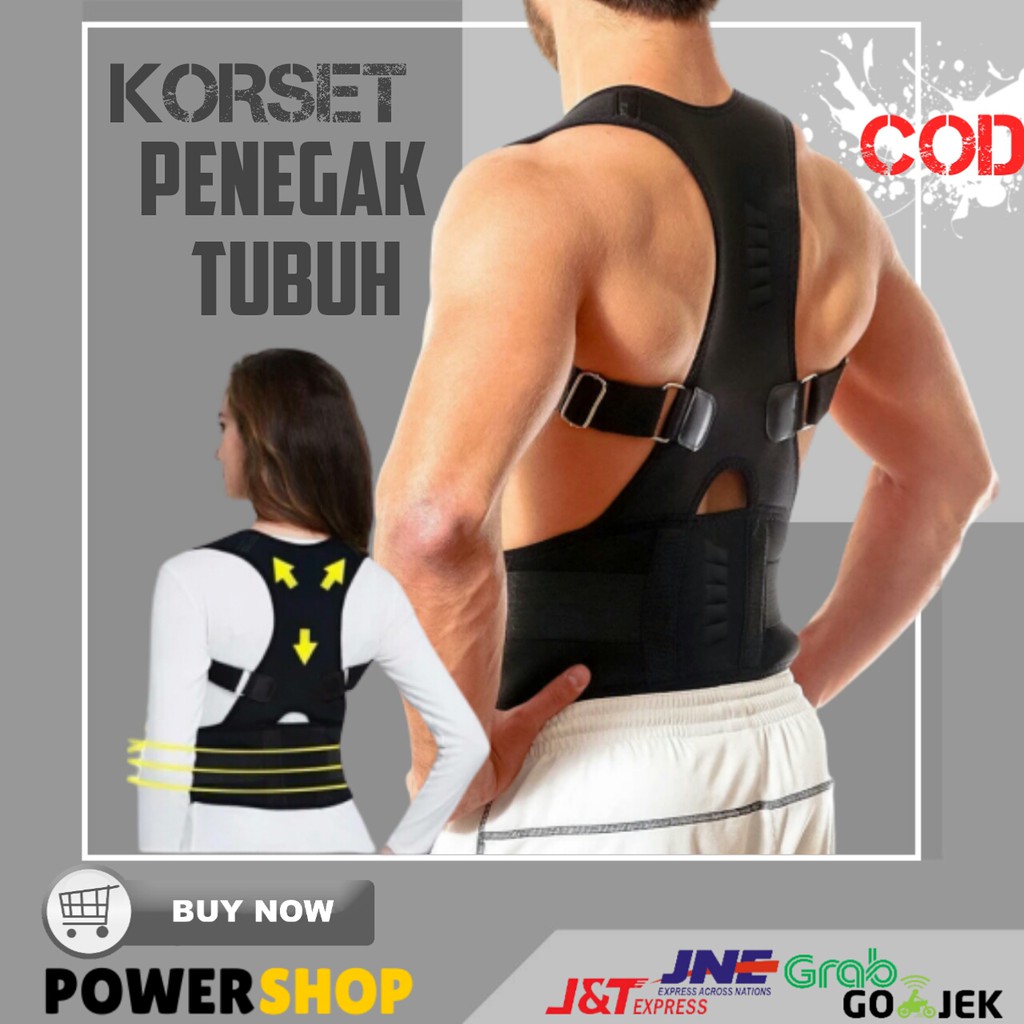 PENEGAK BADAN PENYANGGA PUNGGUNG KORSET PRIA WANITA POSTURE SUPPORT CORECCTOR MAGNETIK ALAT TERAPI