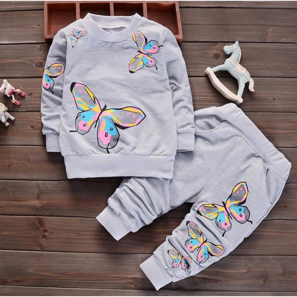 STELAN SWEATER ANAK MODEL TERBARU MOTIF KUPU KUPU 1-5 TAHUN