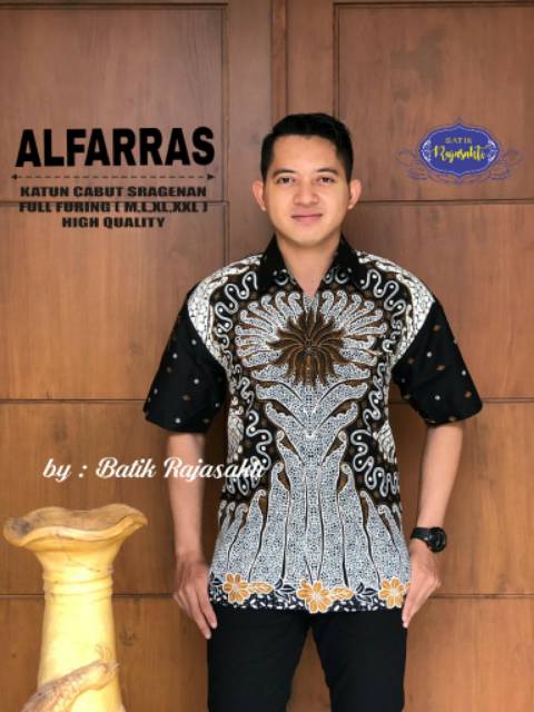 Batik Solo ALFARRAS Kemeja Pria Katun Cabut Sragenan Full Furing