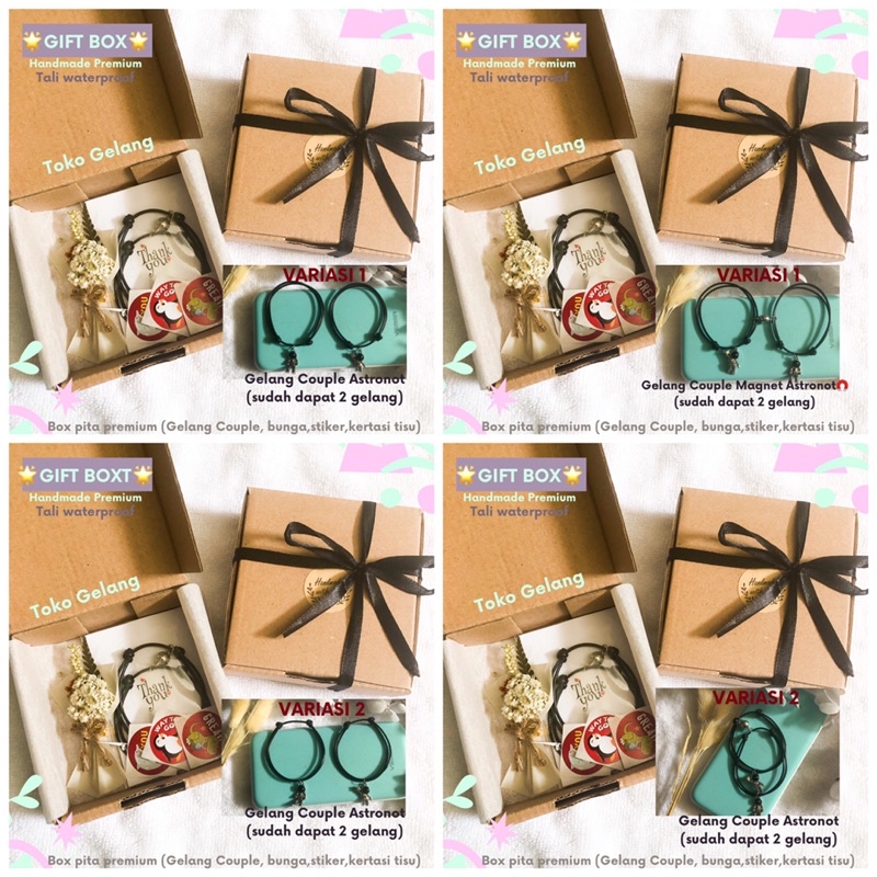 (Gift Box) Sepaket Box pita dan Gelang Couple Magnet Huruf