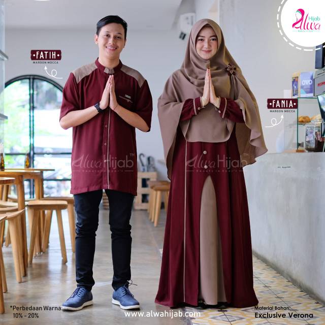 Fatih dan fania gamis set couple lebaran ori alwa hijab