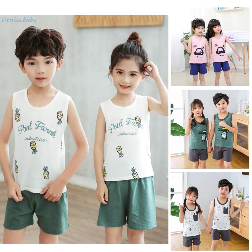 Baju Tidur Anak Tanpa Lengan Piyama Cowok Cewek Karakter Lucu 151h Shopee Indonesia