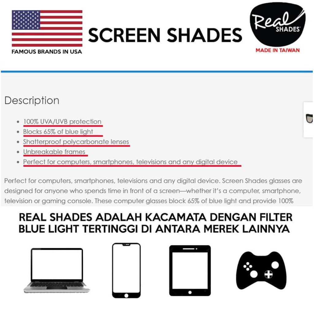 REAL SHADES SCREEN  CHILL / KACAMATA