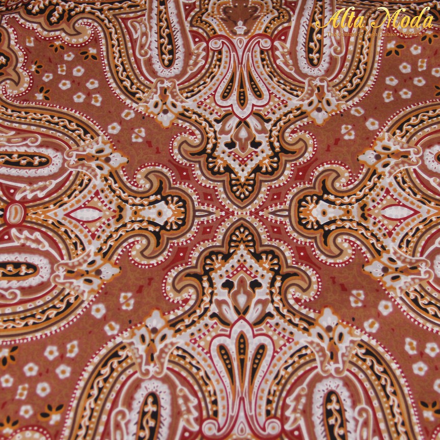 

Alta Moda Katun Voile Voal Orange Tua Motif Retro Merah Putih (1M)