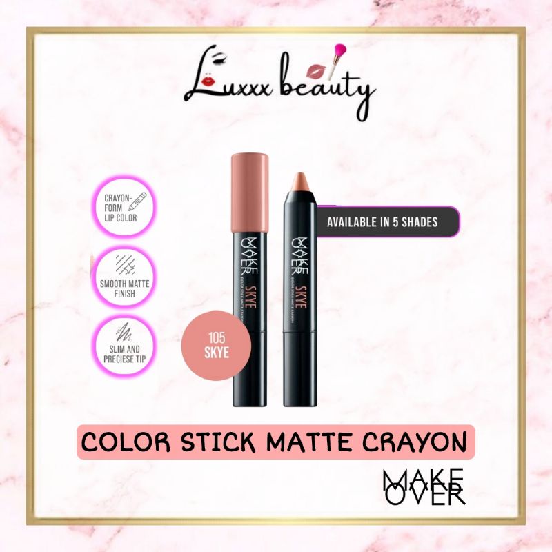 MAKE OVER Color Stick Matte Crayon | Lipstick Matte | Tahan Lama | Transferproof