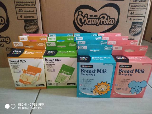 Kantong Asi susu breast milk 120ml storage bag 30 bags gea baby Indikator sensor panas tebal Karakter Profesi Animals mainan