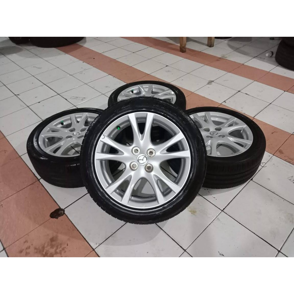 velg coptan mobil mazda2 ring 16 pcd 4x100 dan ban dunlop 195/50r16