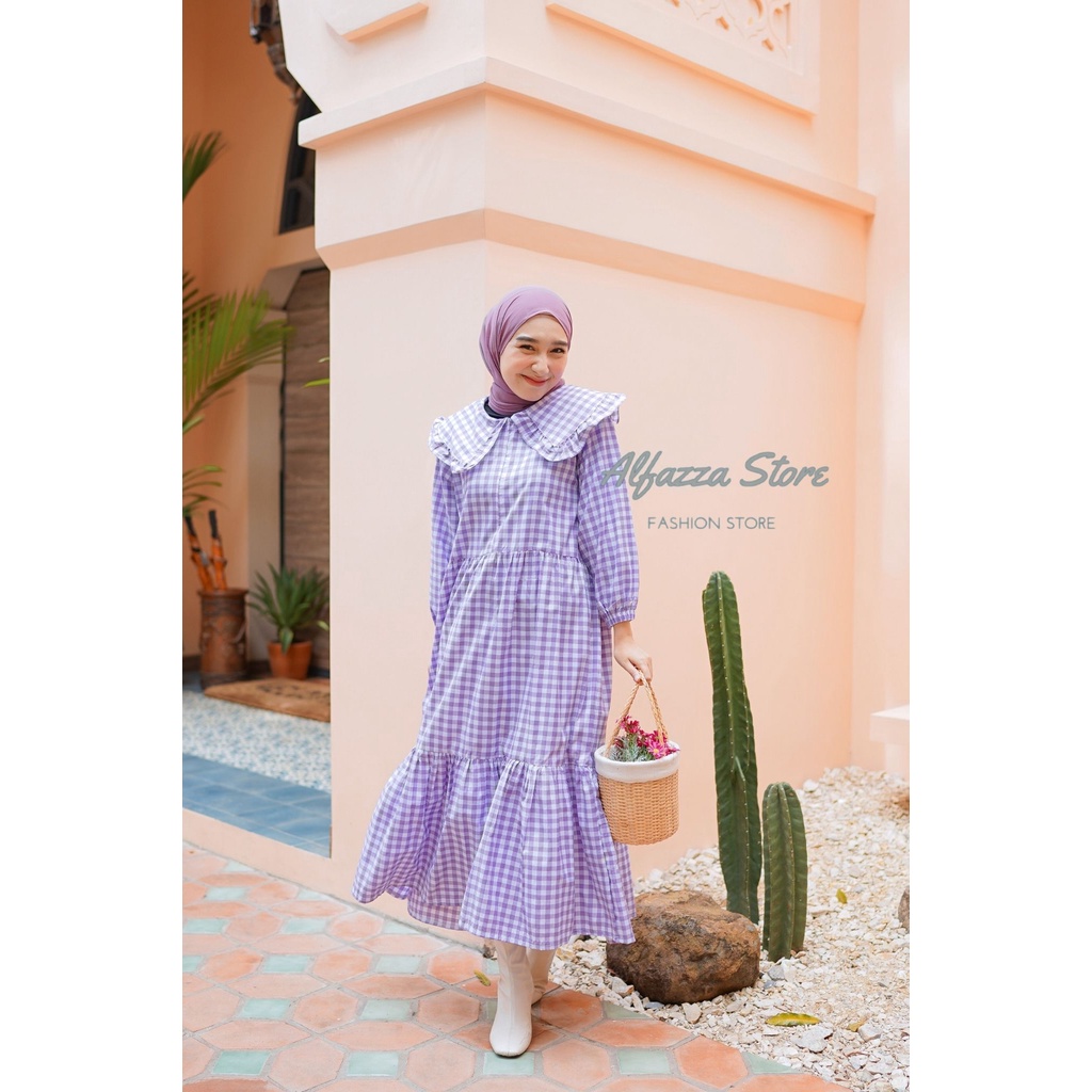 Marita Midi Dress Menyusui Motif Polos Rayon Crinkle Pakaian Muslim Wanita ALFAZZA STORE -  GAMIS LEBARAN - TERBARU - CUTTON KOTAK PREMIUM - LD 110 FIT XL - ALL SIZE - BIGSIZE - TERBARU - FASHION WANITA - KEKINIAN - COD