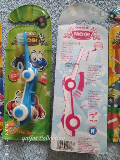 Sikat gigi anak 3+ pinguin omica karakter mobil lipat travel 400 soft helm helem kids 5+ toothbrush