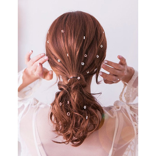 LRC Aksesoris Rambut Fashion Love Streamlined Flower Invisible Hair Clip F75288