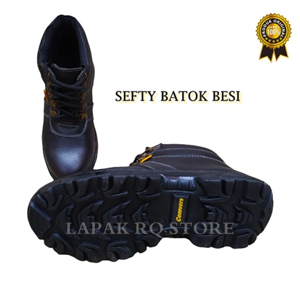 Sepatu Sefty Batok Besi Cemvers Boots Bahan Kulit Asli / Sepatu Kerja Sefty Kulit Asli