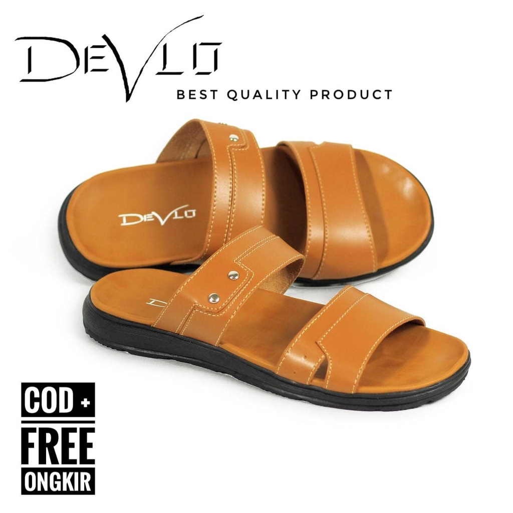 Devlo Sandal Selop Pria Kulit Size 39 - 43 Premium Quality (SELOP PONI)