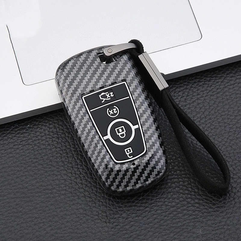 Sarung Kunci Kereta Carbon Fiber ABS Ford Ranger Rapter/Wildtrak/XLT/XL Keyless Protection Car Key Case Cover