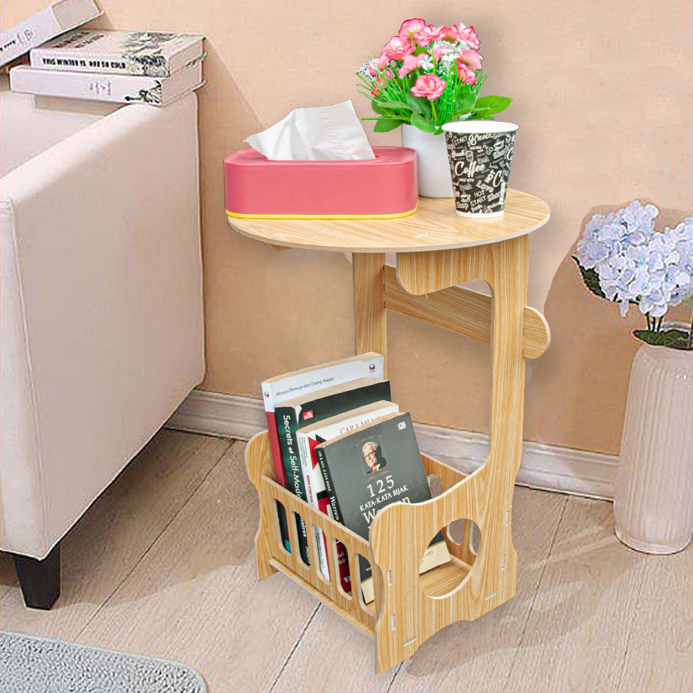 Homihomi Meja Sudut Bulat Nakas Pojok Minimalis Samping Teras Kamar Tidur Coffee Table LC011S Size Small