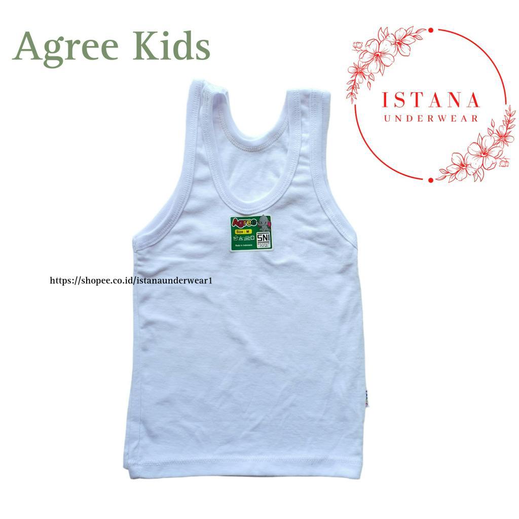 Kaos dalam SINGLET anak unisex motif putih polos full katun bestseller merk agree