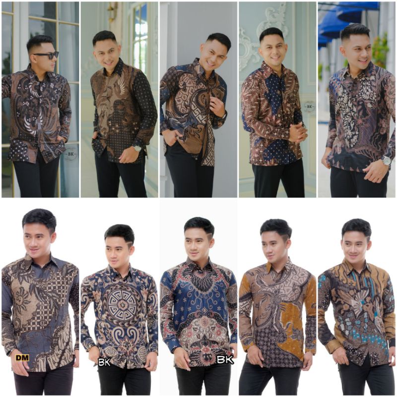 COD Atasan Kemeja Batik Pria Lengan Panjang Modern M L XL XXL