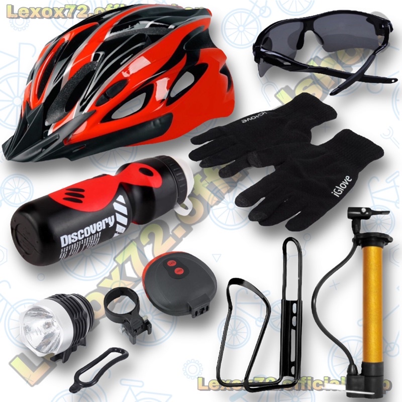 paket isi 8 helm sepeda taffsport &amp; aksesoris (merah/carbon)