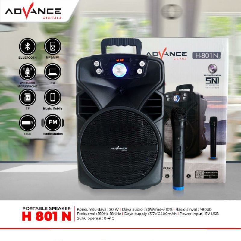 ADVANCE SPEAKER BLUETOOTH MP3 ADVANCE H 801N ( free mic karaoke )