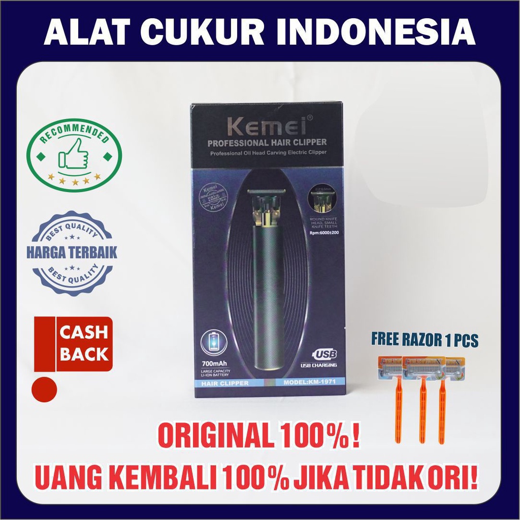 ALAT CUKUR KUMIS JENGGOT RECHARGER TRIMMER KEMEI KM 1971 ORIGINAL