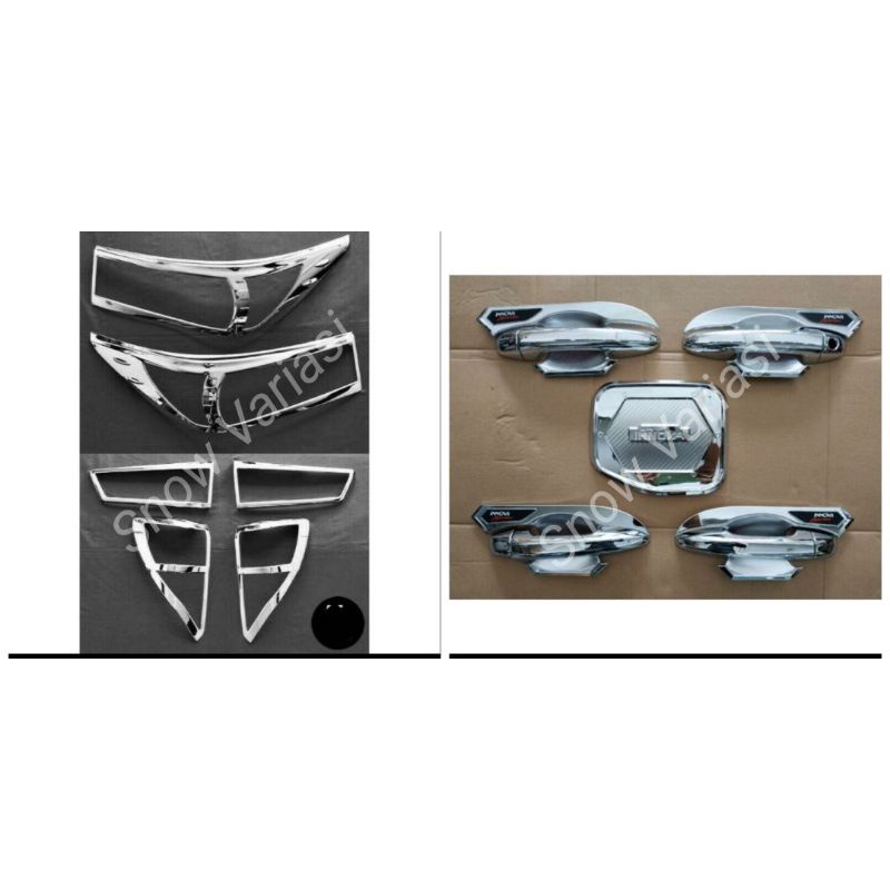 Paket Garnish Depan Belakang Outer Handle Tank Cover All New Innova 2016 2018 2021 Hitam Chrome Carbon