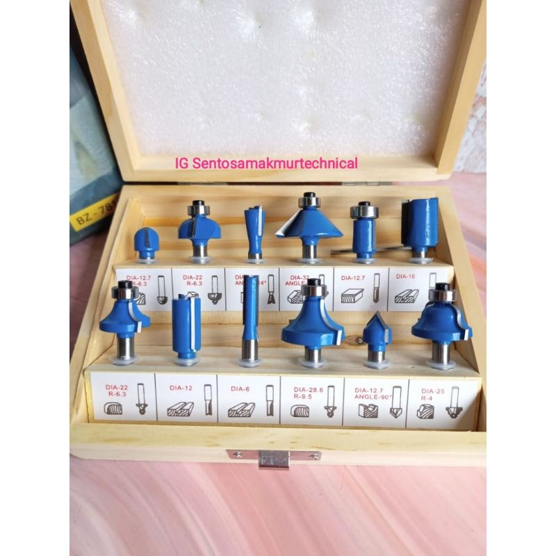 BENZ 12 PCS Mata Router Trimmer Profil Kayu Bit Set 12pcs